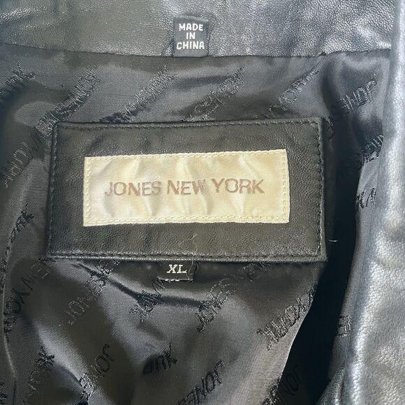 Vintage Jones New York Leather Jacket/Blazer Womens XL Black Retro Classic - Picture 4 of 13